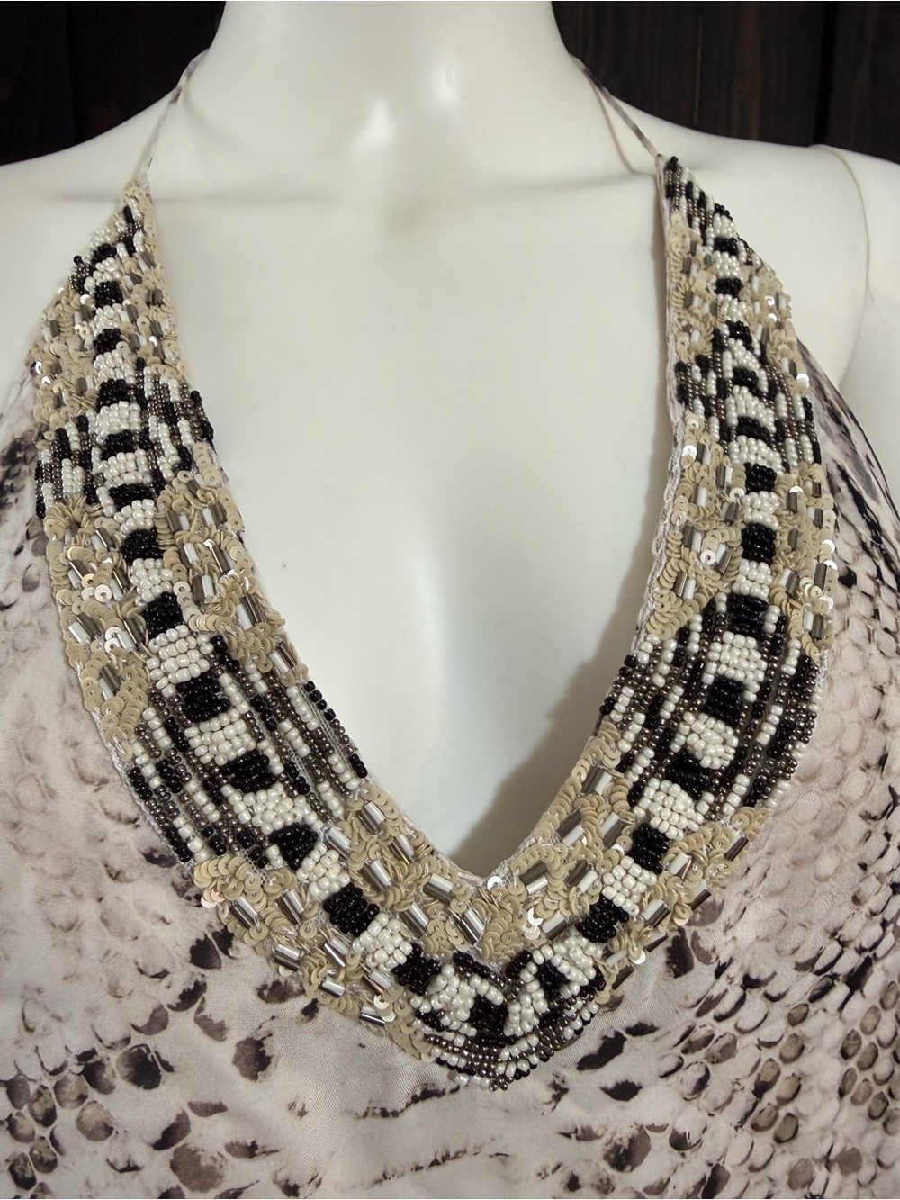 Haute hippie 100% Silk Snake Print Halter Tank Top in Neutral Tones - Picture 3 of 11